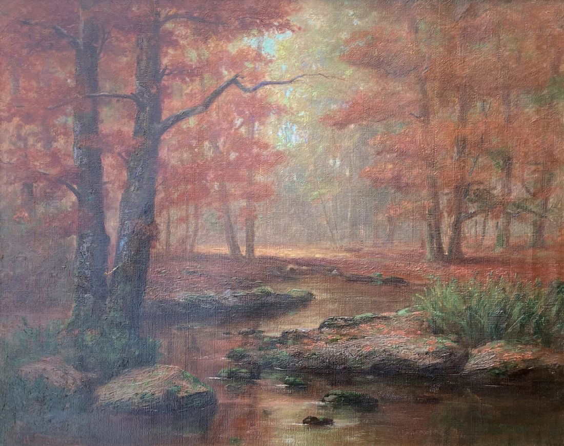 American Impressionist Fall Forest Landscape, Signed (1 of 4)