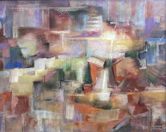 Mid-Century Cubist Abstract, Signed, Dated 1958