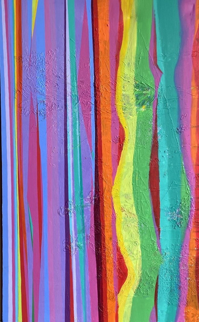 Large 1980's Abstract Expressionist Painting, Signed (1 of 3)