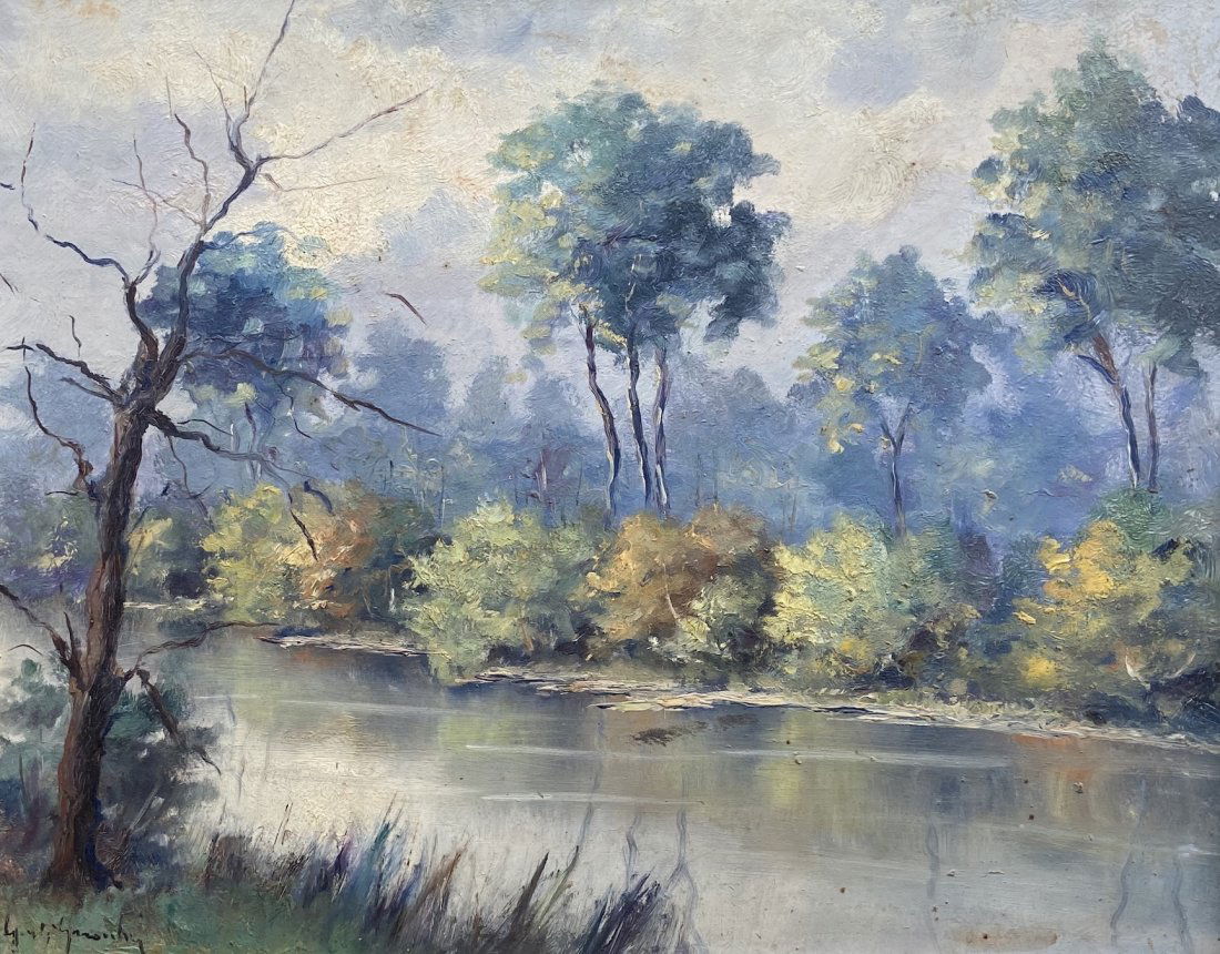 American Impressionist River Landscape, Signed (1 of 4)