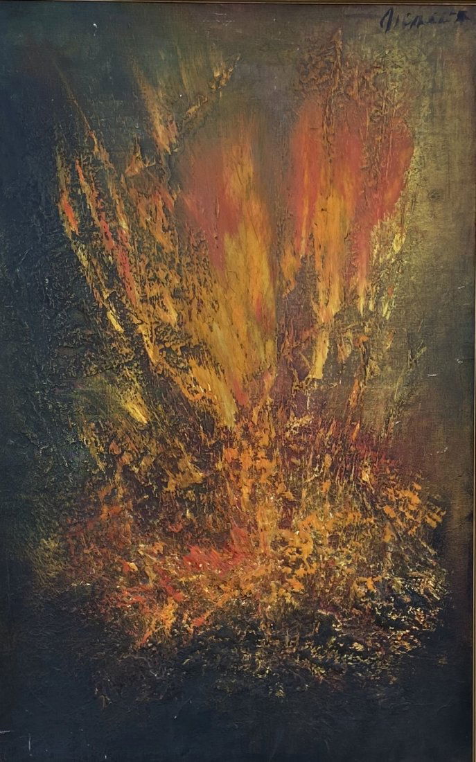 MId-Century Abstract Expressionist Painting, Signed (1 of 4)