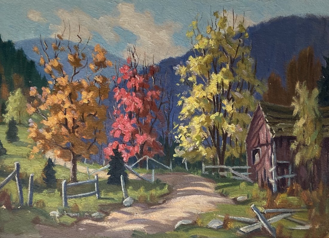 American Impressionist Pennsylvania Landscape, Unsigned: Oil on board 16 x 12 in., 21 1/2 x 17 1/2 in. (framed).