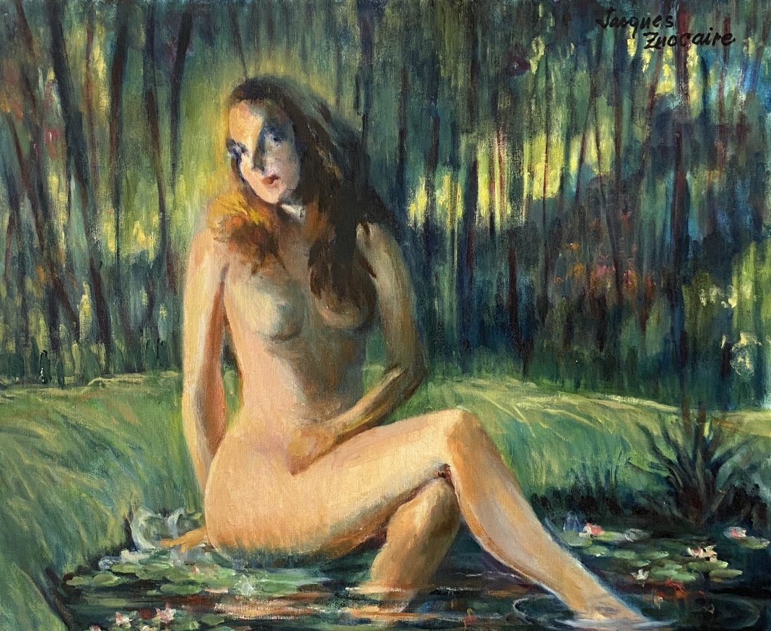 JACQUES ZUCCAIRE (1909-2006, New York) Nude: Oil on canvas 20 x 24 in. This following biography was researched, compiled, and written by Geoffrey K. Fleming, Director, Southold Historical Society, Southold, NY, with the aid of Jacqueline Zuccair