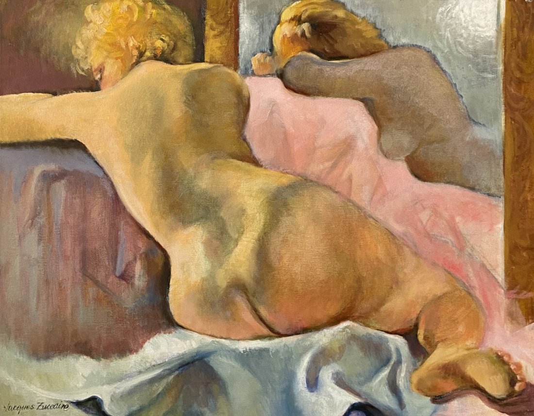 JACQUES ZUCCAIRE (1909-2006, New York) Nude: Oil on canvas 24 x 30 in. This following biography was researched, compiled, and written by Geoffrey K. Fleming, Director, Southold Historical Society, Southold, NY, with the aid of Jacqueline Zuccair