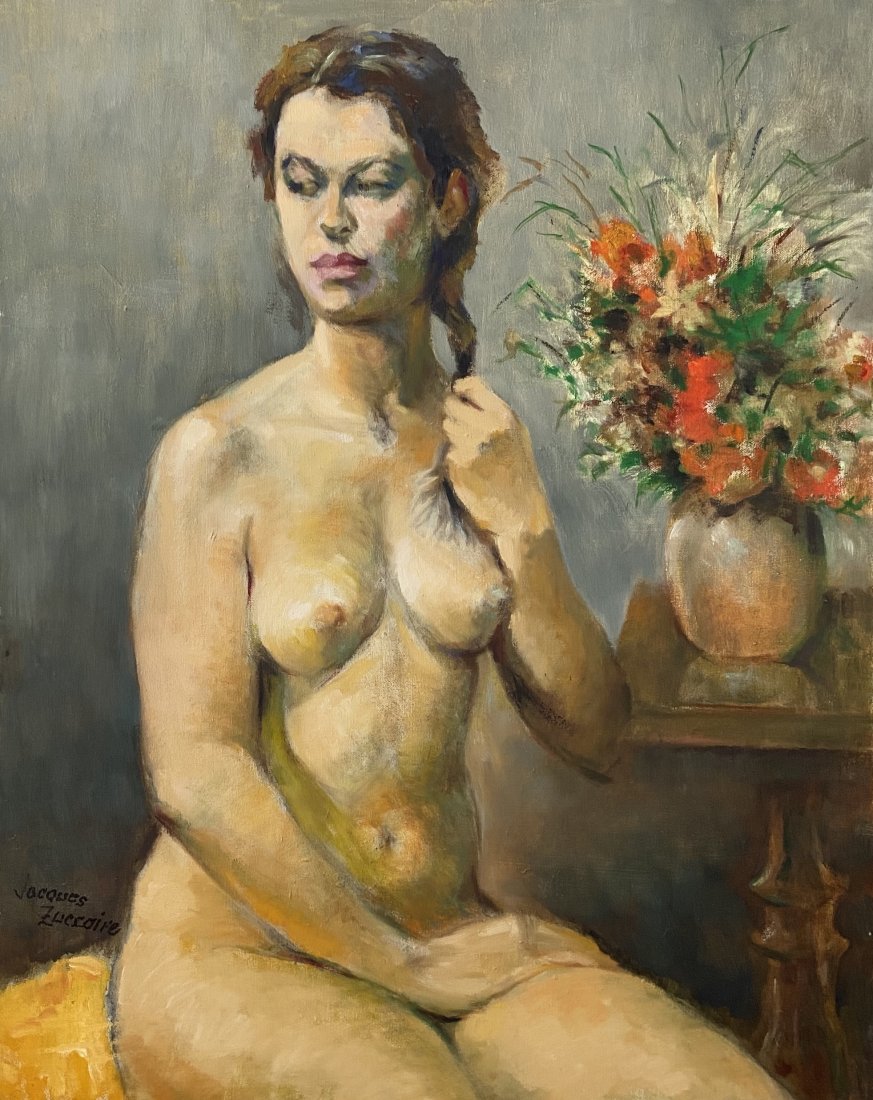 JACQUES ZUCCAIRE (1909-2006, New York) Nude: Oil on canvas 24 x 30 in. This following biography was researched, compiled, and written by Geoffrey K. Fleming, Director, Southold Historical Society, Southold, NY, with the aid of Jacqueline Zuccair