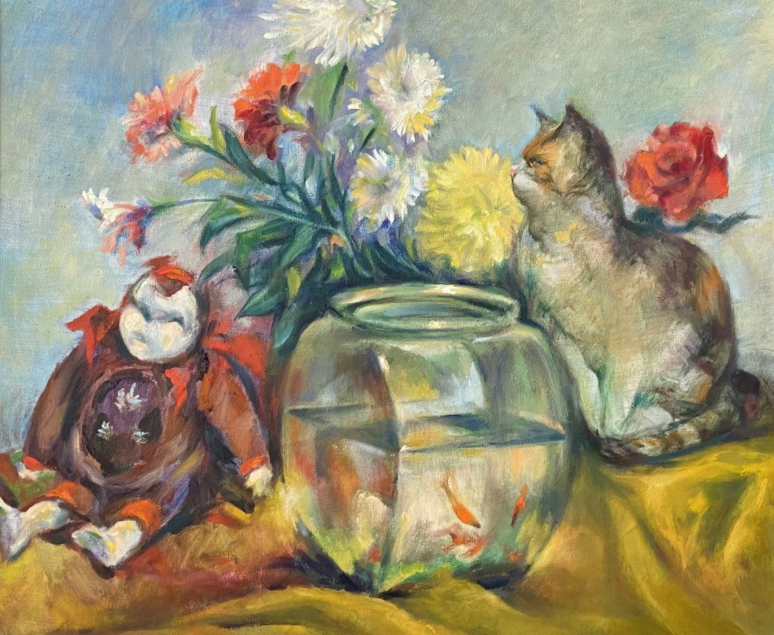 JACQUES ZUCCAIRE (1909-2006, New York)  Cat Still Life (1 of 3)