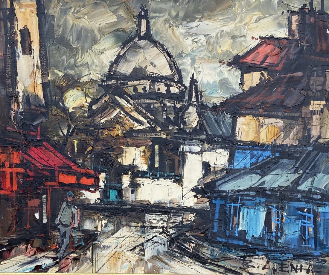 Mid-Century Modern Paris Street Scene, Signed (1 of 4)