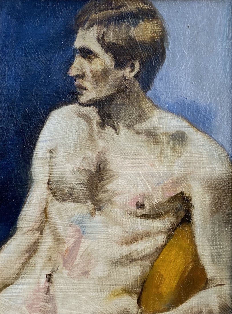 ROBERT GABLE (20th c, New York) Portrait, Gay Interest: Oil on board 9 x 12 in., 14 1/2 x 17 1/2 in. (framed)