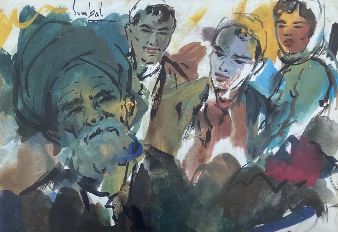 SUMBAT DER KIUREGHIAN (1913-1999, Iran) Gouache: 7 3/4 x 11 in. (sight), 15 x 18 in. (framed). Sumbat received his early education in the Armenian school in New Julfa. In 1924, he exhibited his paintings at a school contest and won a prize. His firs
