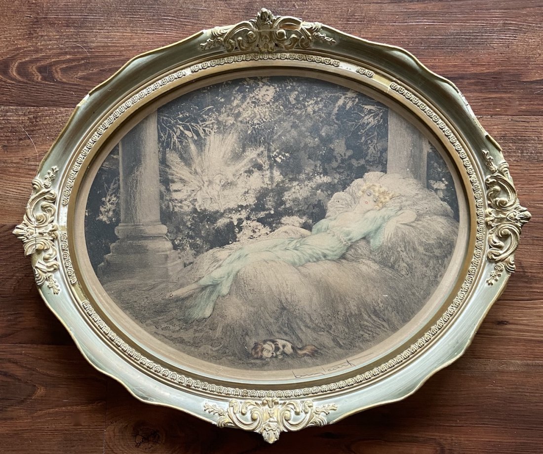 LOUIS ICART, La Robe Verte 1927, Pencil Signed Etching: 14 1/2 x 18 1/2 in. (image), 20 1/2 x 24 1/2 in. (framed).Louis Justin Laurent Icart was born in Toulouse in 1890 and died in Paris in 1950. He lived in New York City in the 1920s, where he became kno