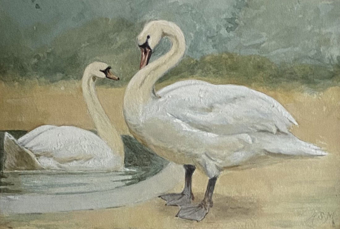 HENRY STACY MARKS (1829-1898, UK) Swans (1 of 4)
