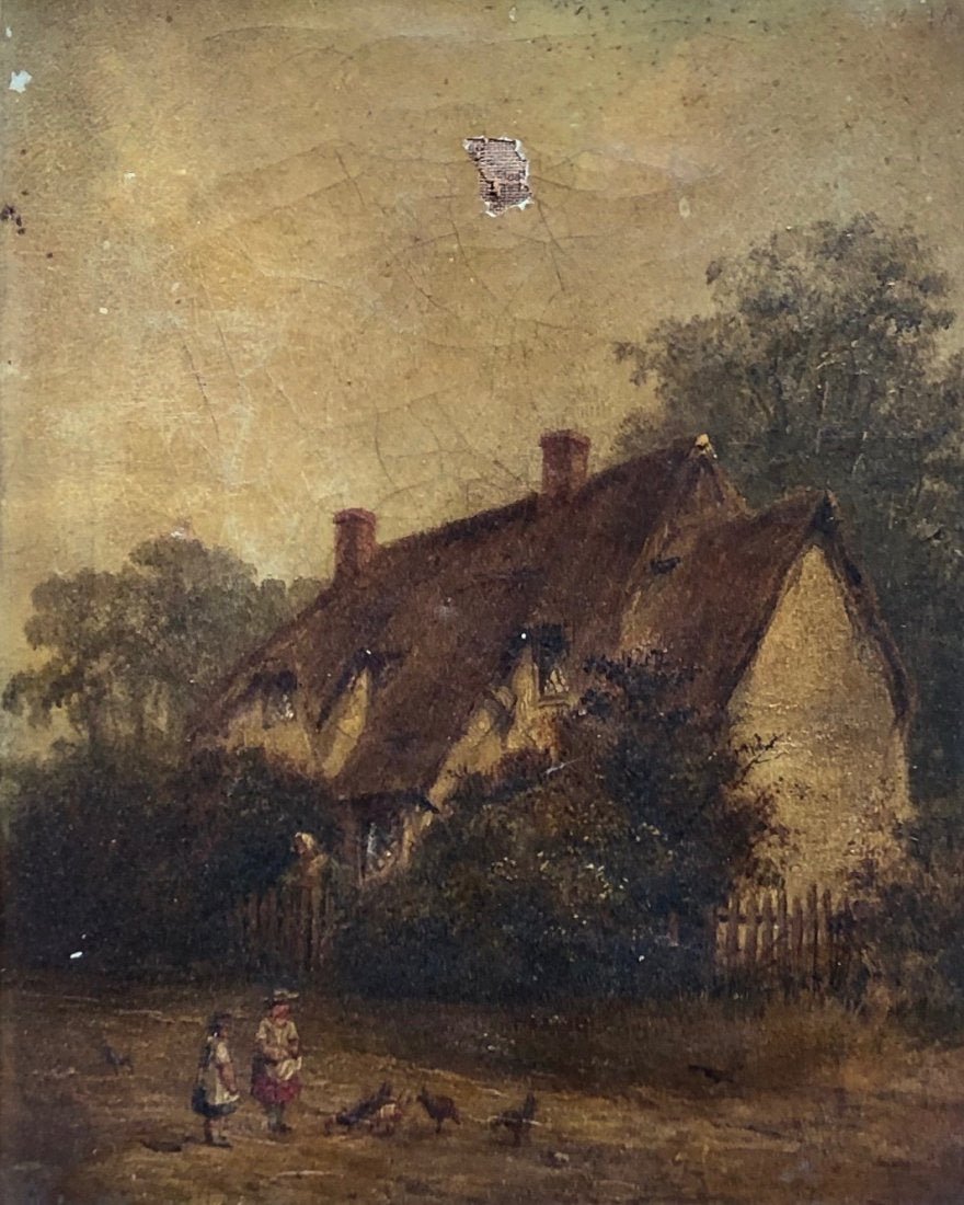 19th Century English Impressionist Landscape: Period frame 10 x 8 in., 16 1/4 x 14 1/2 in. (framed)