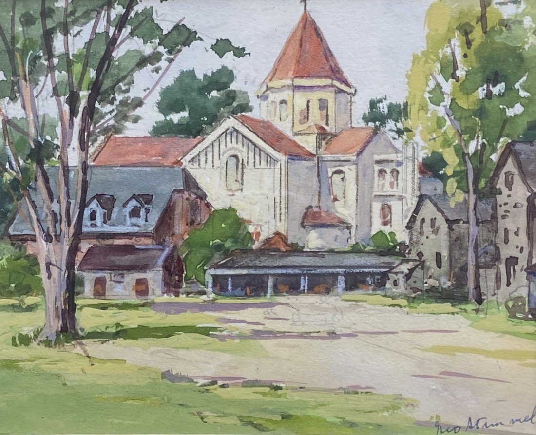 GEORGE STIMMEL (1880-1964, NJ) Landscape: George Stimmel was a painter, lithographer, etcher, illustrator and designer. Born in New Jersey, he studied at the Pratt Institute of Art and the Pennsylvania Academy of Fine Arts. Stimmel worked as