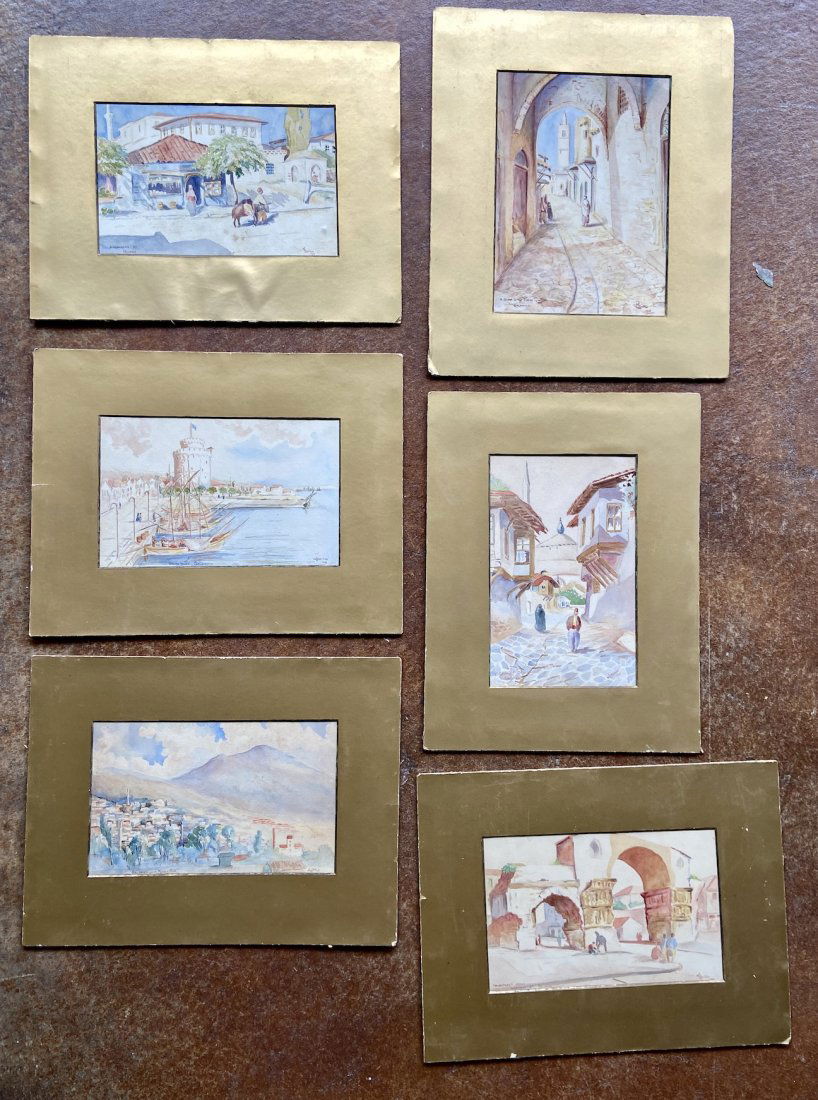 Scenes Of Thessaloniki, Greece Signed W. BRITTON 1918 (1 of 8)