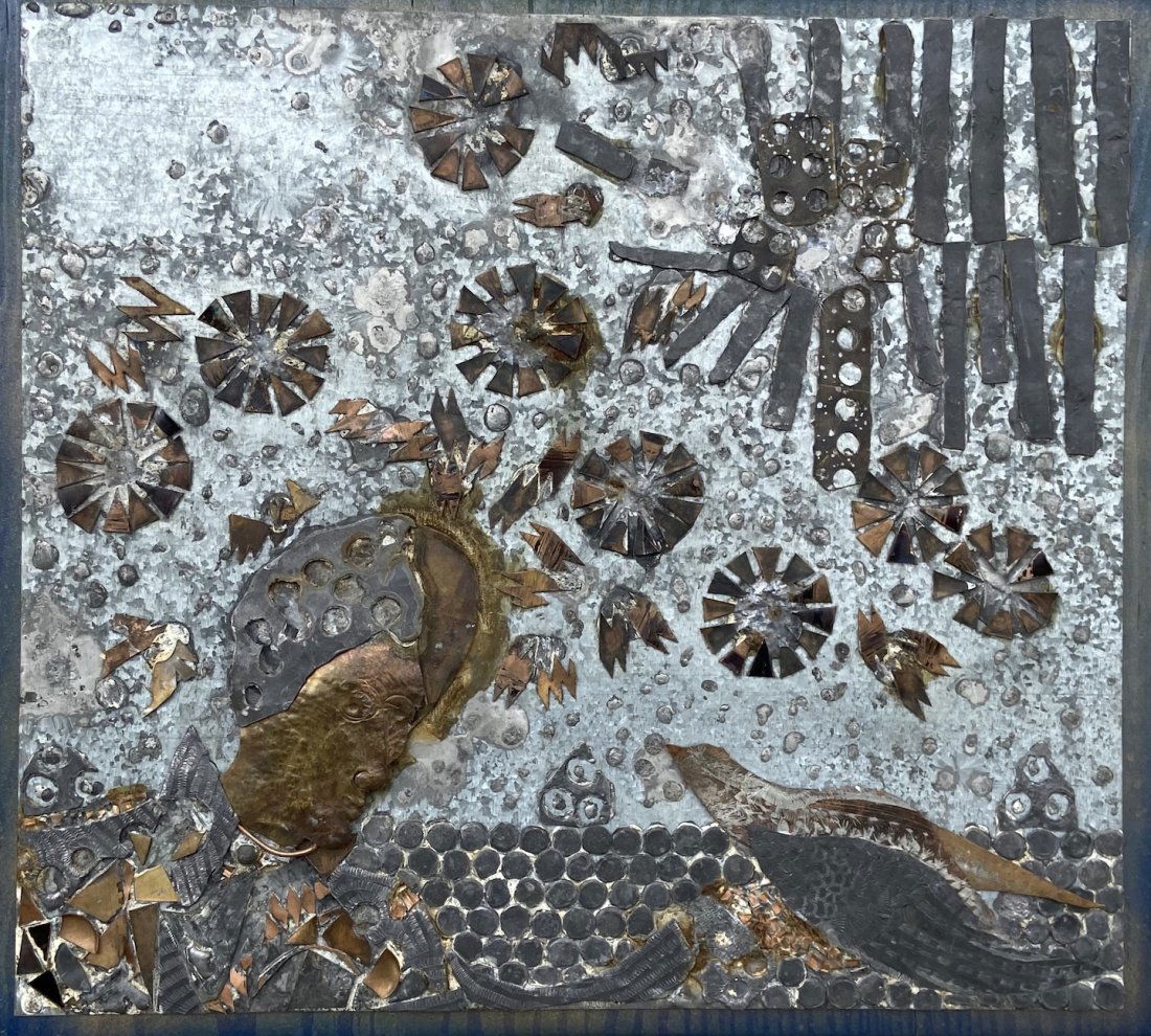 Modern Brutalist Mixed Metal Wall Sculpture (1 of 2)