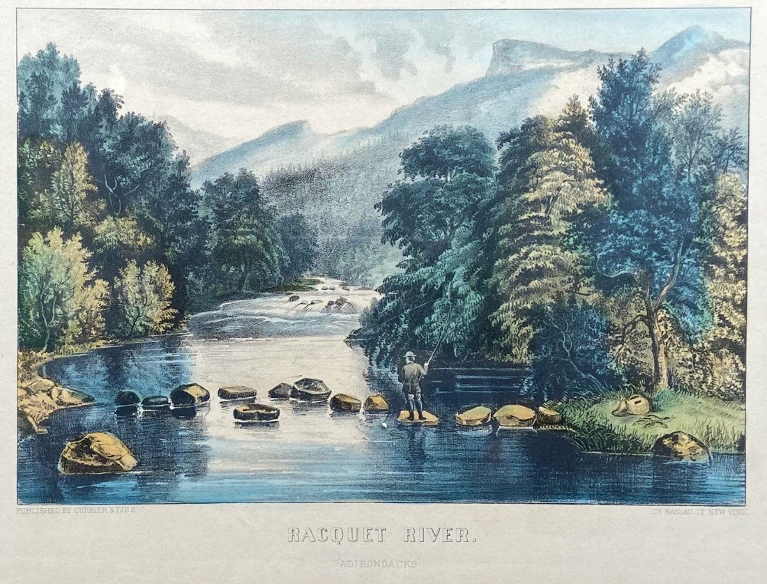 "Racquet River" Adirondacks, Currier & Ives Lithograph (1 of 4)