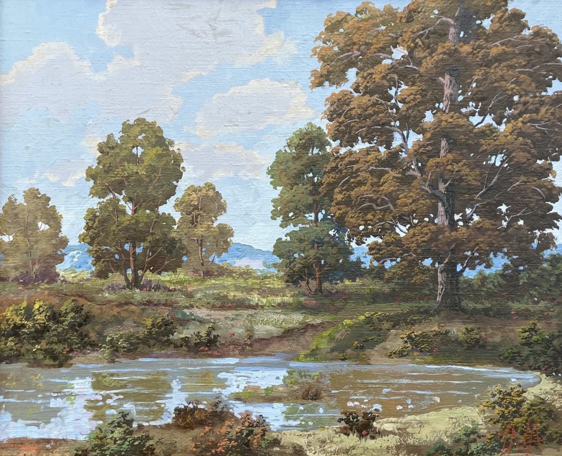 GYORGY ZALA (1858-1937, Hungary) Landscape: Oil on canvas 20 x 24 in., 27 1/2 x 31 1/2 in. (framed)