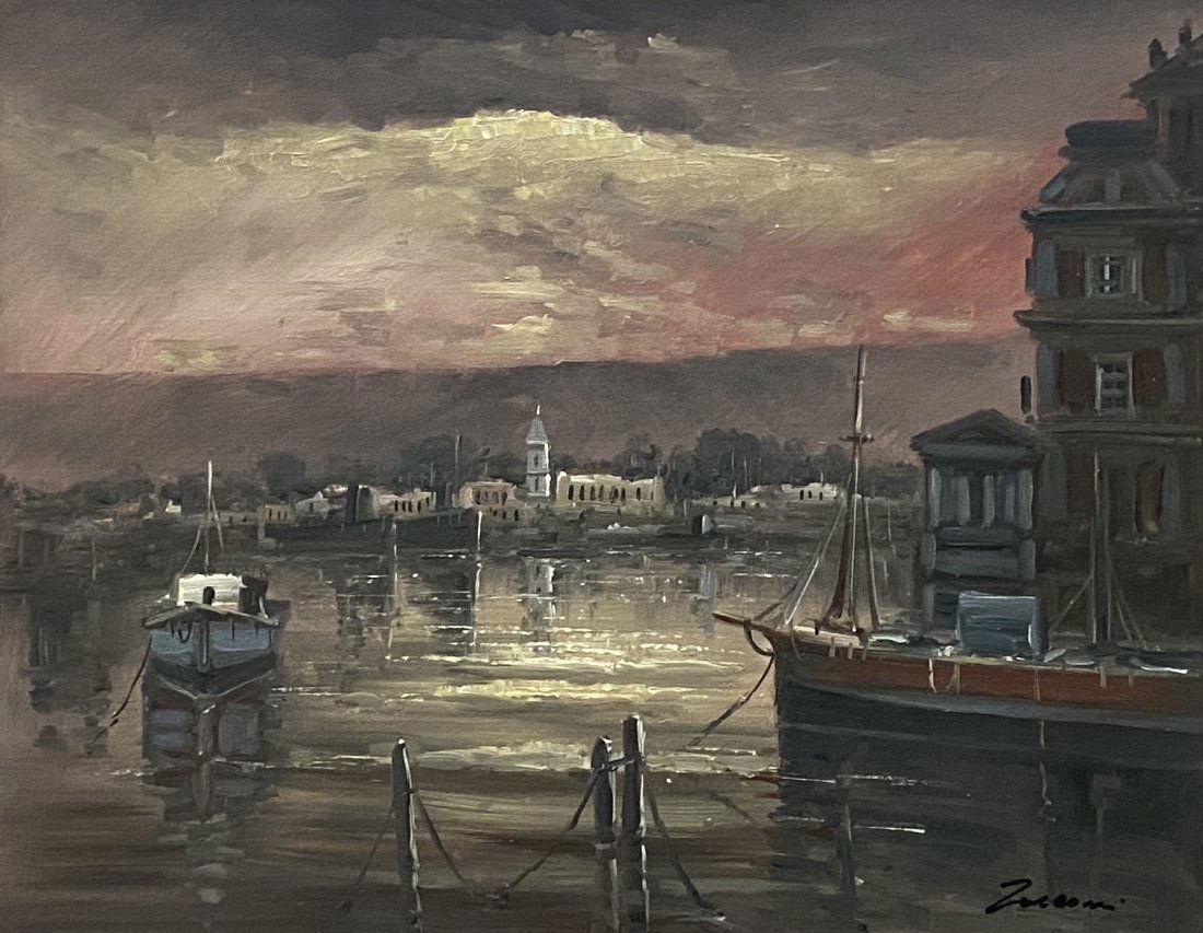 American Harbor Scene, Signed (1 of 3)