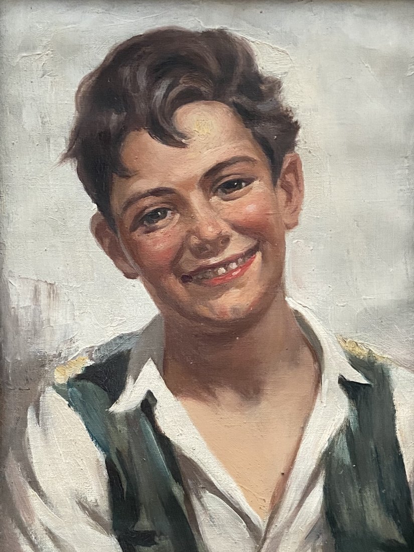 Italian Portrait Of A Handsome Young Boy: Oil on canvas 11 1/2 x 15 1/2 in., 14 x 18 in. (framed)