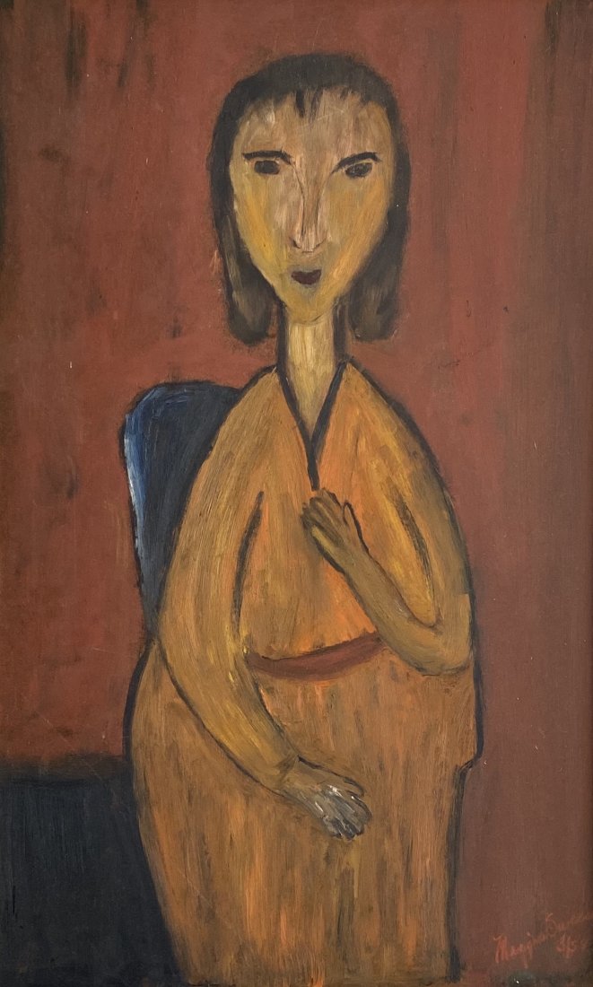 Mid-Century Modern Portrait, Illegible Signature 1958 (1 of 4)