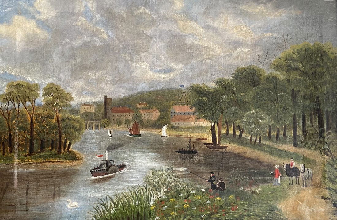 19th Century Folk Art, Savannah, Georgia River Scene (1 of 6)