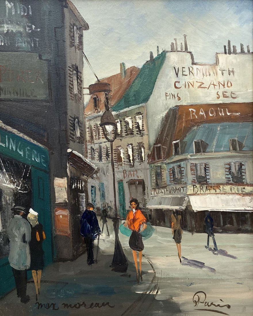 MAX MOREAU (20th c, French) Paris Street Scene (1 of 3)