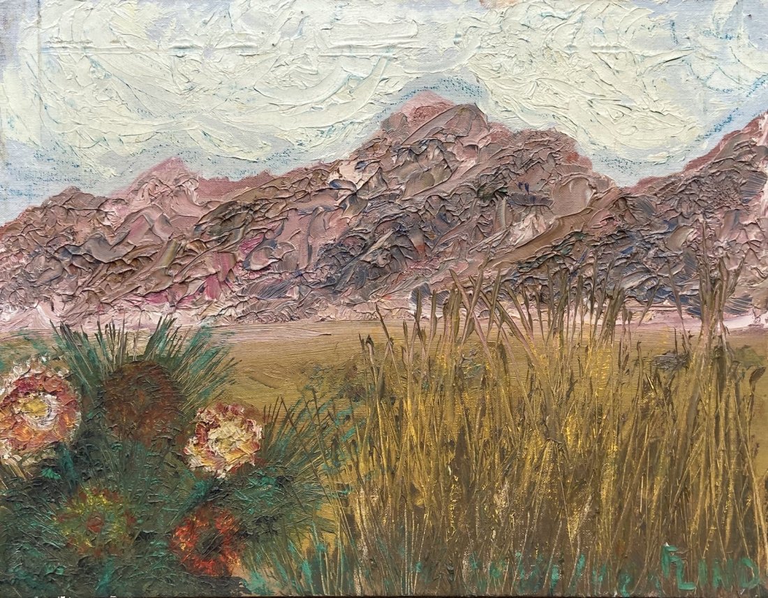 Modernist Landscape Signed Lind: Oil on board 14 x 18 in. Possibly Franz Lind