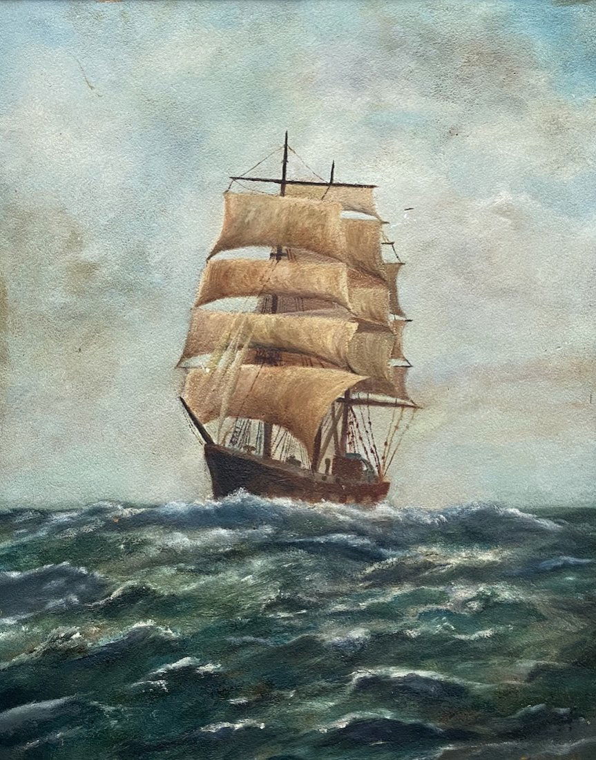 Late 19th Century Marine Seascape Clipper Ship, Signed (1 of 4)