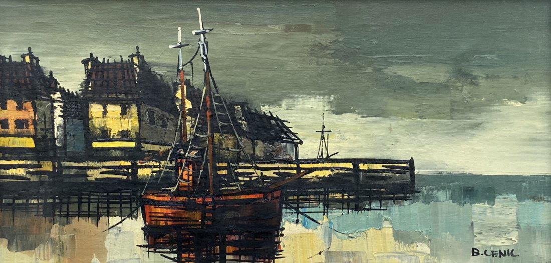 BORIS CENIC (b. 1921, Yugoslavia) Modernist Harbor (1 of 4)