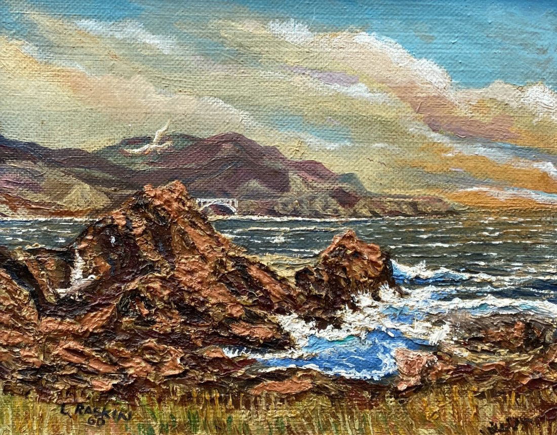 LIONEL RASKIN (20th c, Brooklyn NY) Waves Crashing (1 of 4)