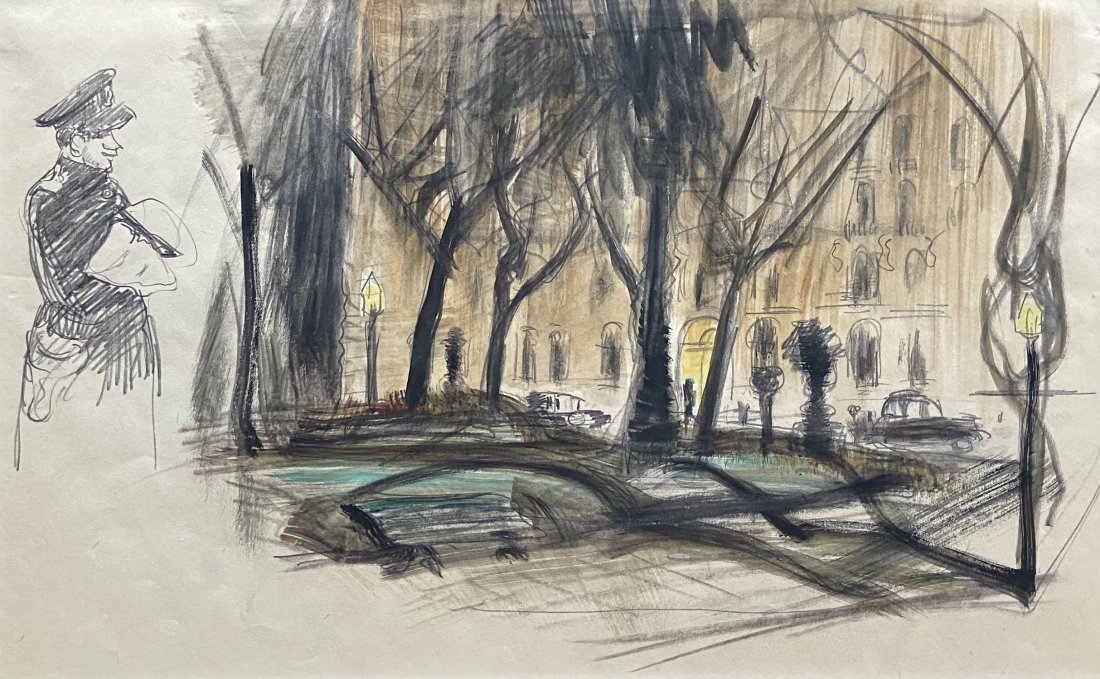 KATHERINE LANGHORNE ADAMS (1885-1977) Argentina 1937: WPA. Graphite and pastel on paper 9 1/2 x 14 1/4 in.