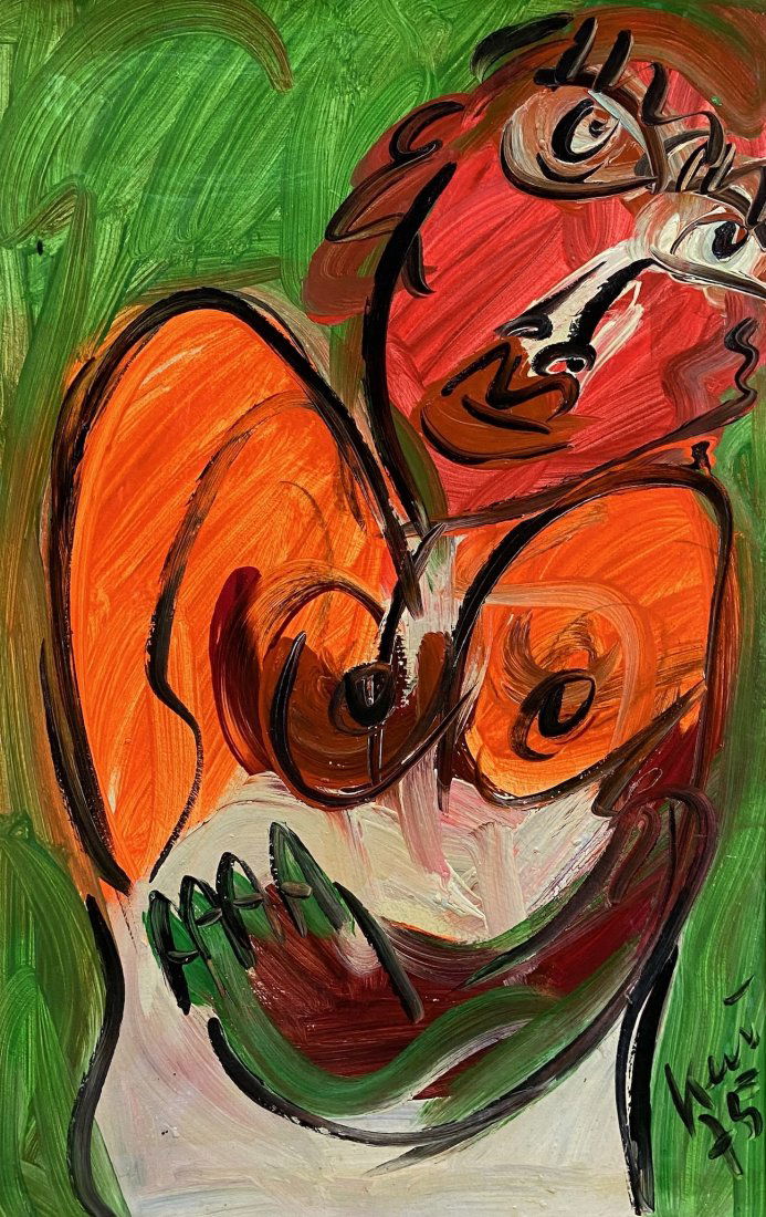 PETER KEIL (b. 1942, Germany) Modernist, Nude: Oil on board 22 x 34 in. 25 1/2 x 34 1/2 in. (framed). The following information was submitted in August of 2006 by G. William Haas:Peter Robert Keil was born in August 1942 in Züllichau I Pommern (n