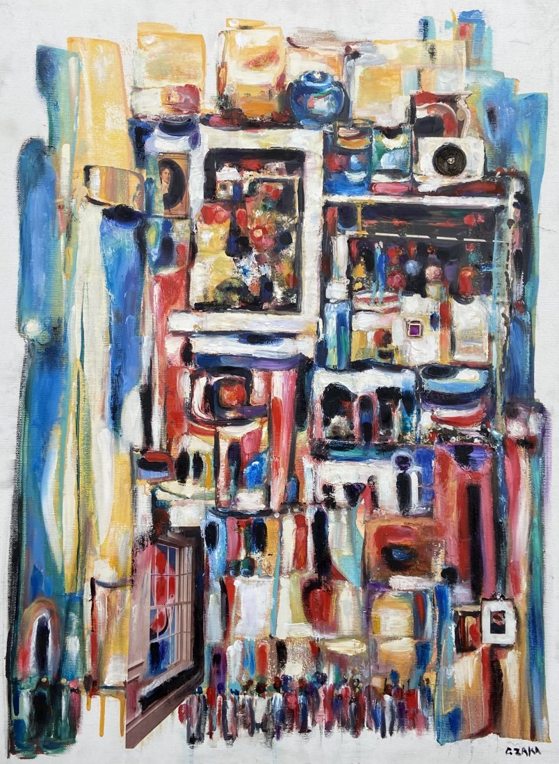CATHERINE ZAKAS (b. 1936, Greece) Abstract: Oil on canvas 24 x 32 in. From the estate of Eli Jacobs, former owner of the Baltimore Orioles.