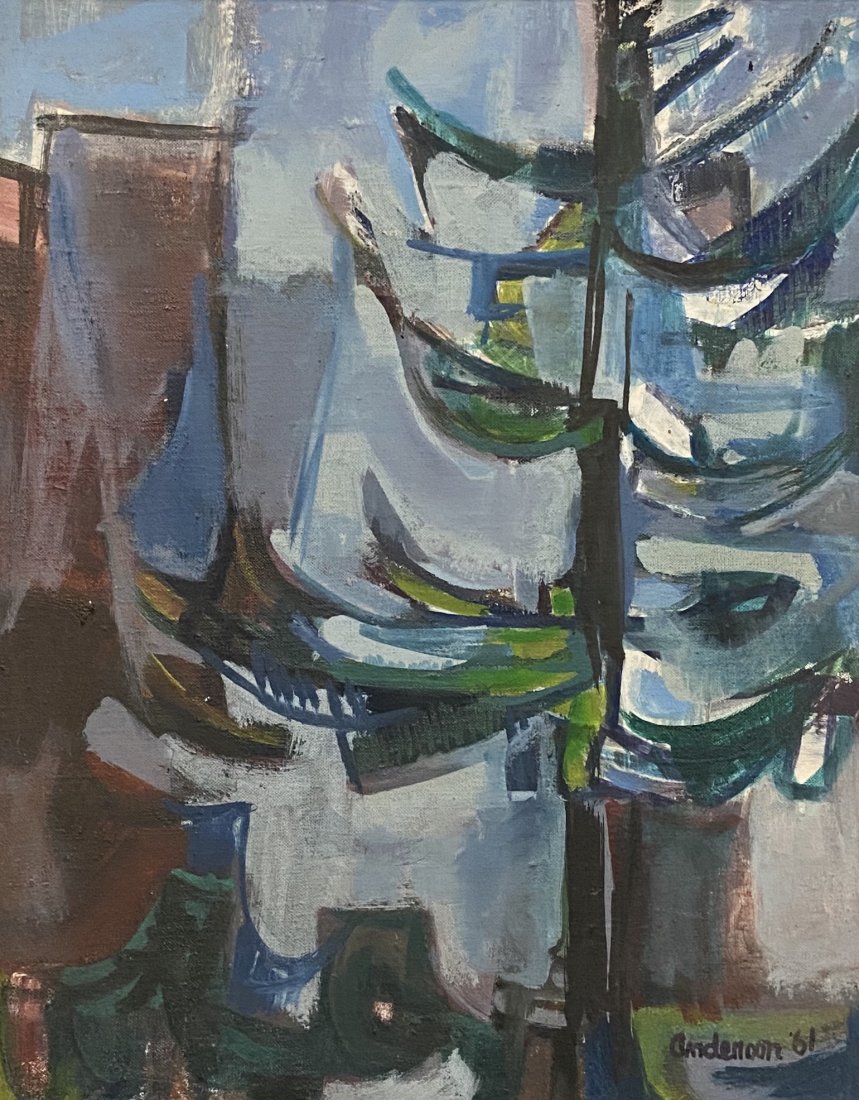 ANN ANDERSON (20th c, American) Pine Tree 1961: Oil on canvas 16 x 20 in, 21 x 25 in (framed)