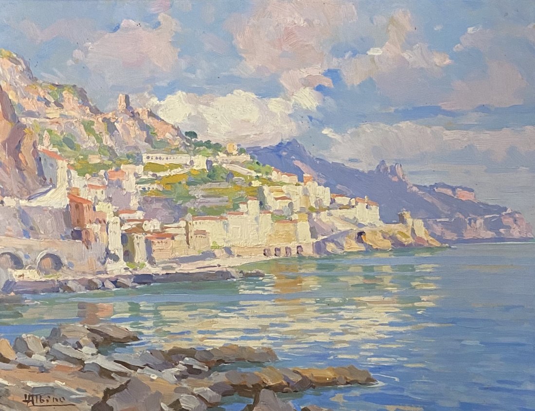 LUCA ALBINO (1884-1952, Italy) Capri: Oil on board 11 x 14 in., 13 3/4 x 16 3/4 in. (framed)
