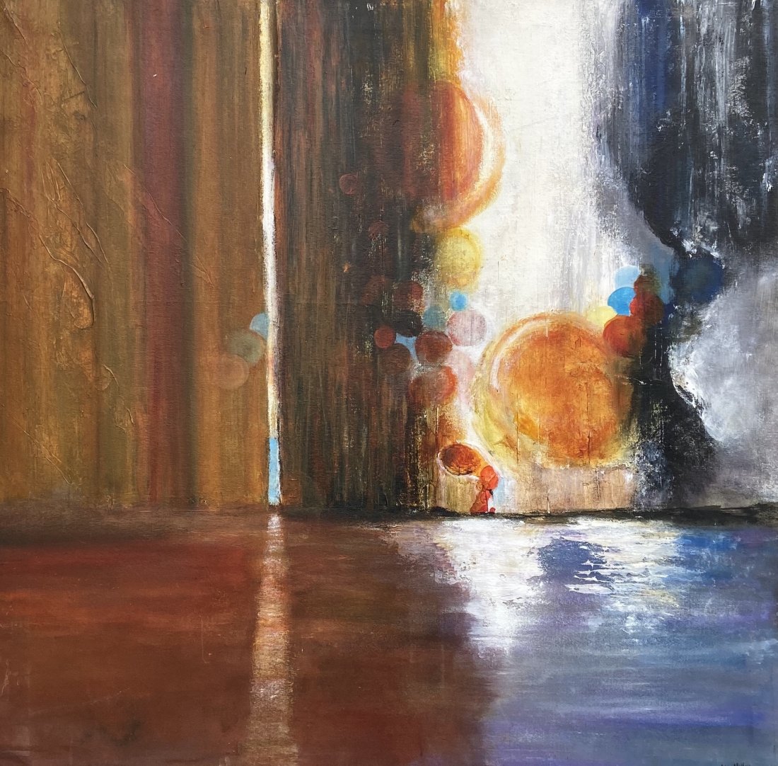 BRIAN MESSINA (20th c, American) Abstract: Oil on canvas 35 x 35 in.