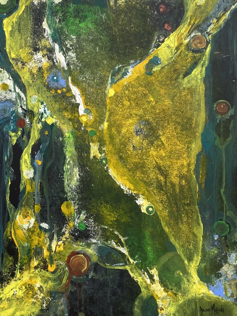 BRIAN MESSINA (20th c, American) Abstract: Oil on canvas 27 x 31 in.