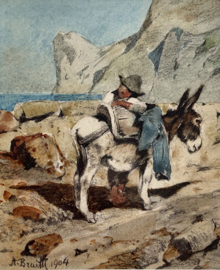 ANTON BRAITH (1836-1905, Germany) Man On Donkey (1 of 4)