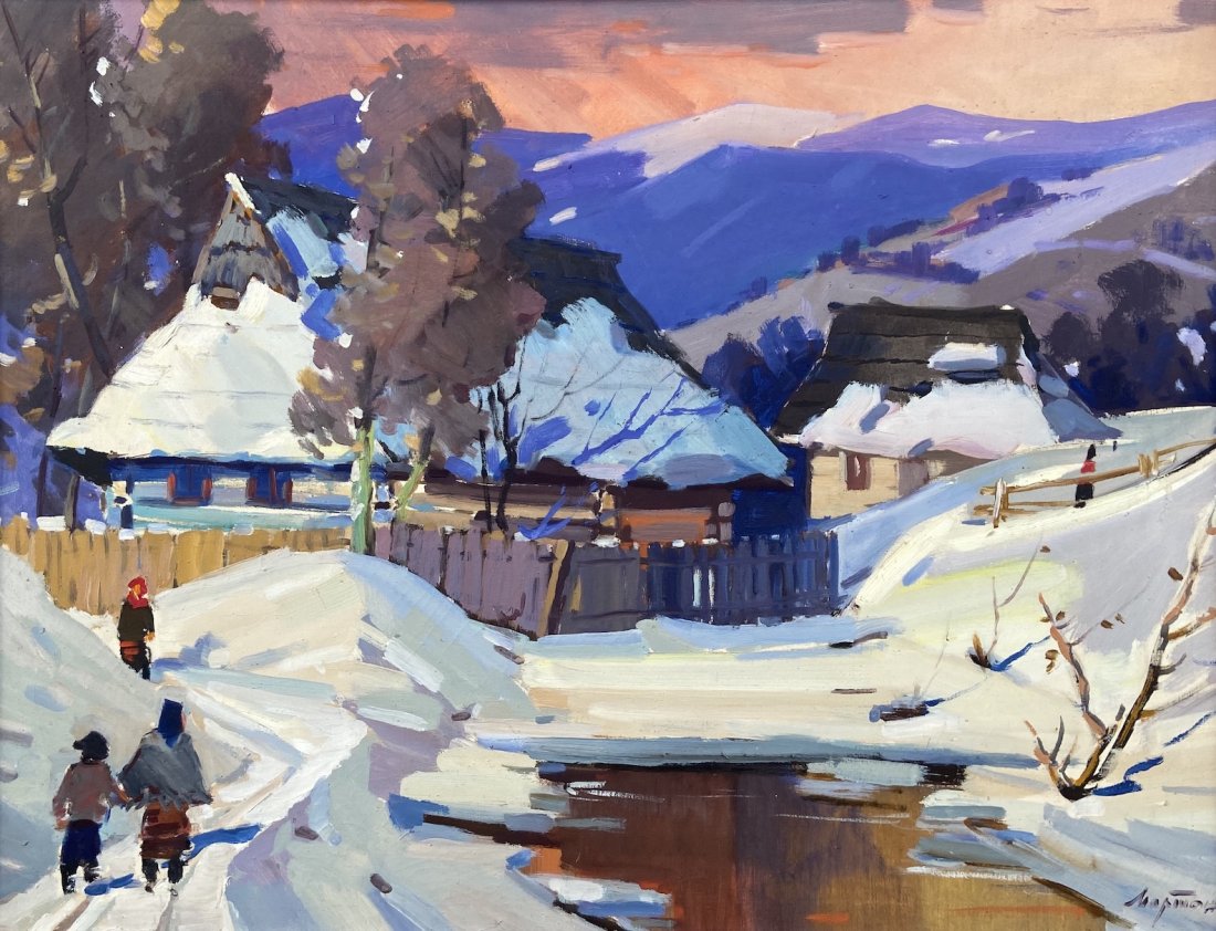 MARTON ADALBERT (1913-2005, Ukraine) Uzhgorod: Oil on canvas 26 1/2 x 34 1/2 in.