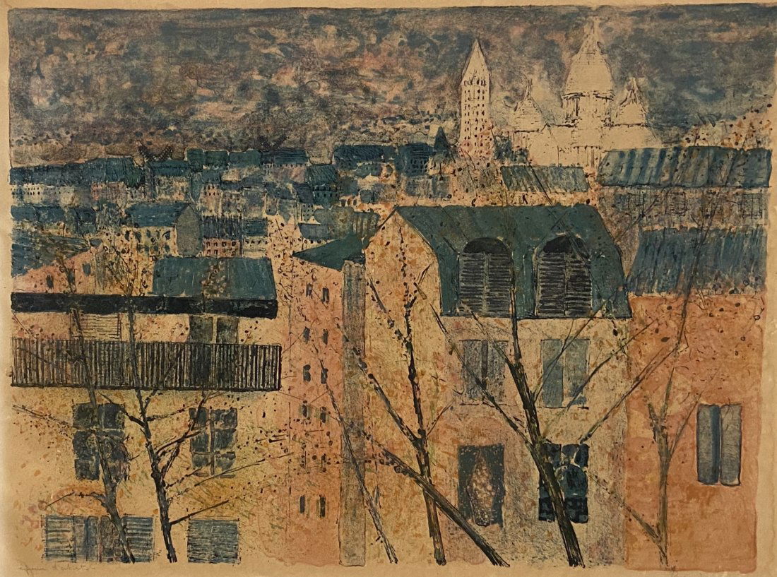 GUY BARDONE (b. 1927, French) La Colline Montmarte: Lithograph on paper 18 x 24 in