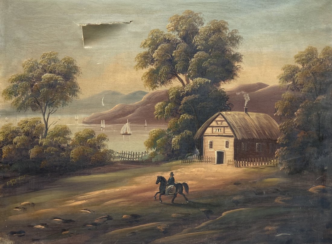 19th Century Primitive Hudson River School Landscape (1 of 4)