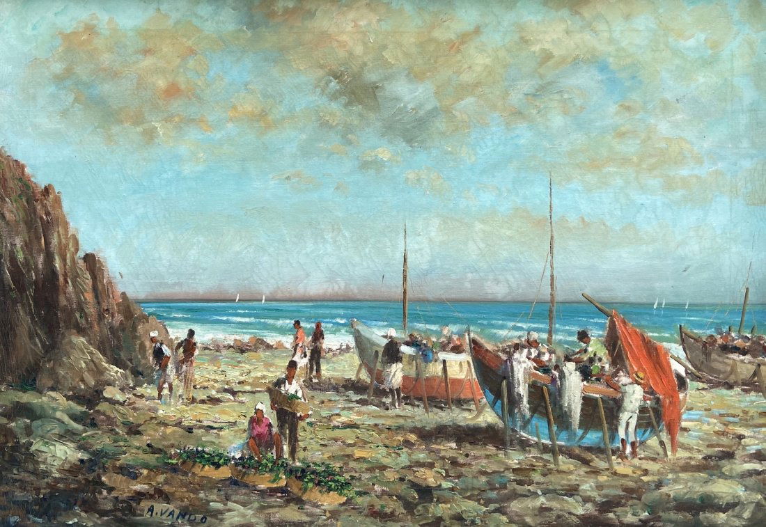 Italian Impressionist Beach Scene, Signed (1 of 5)