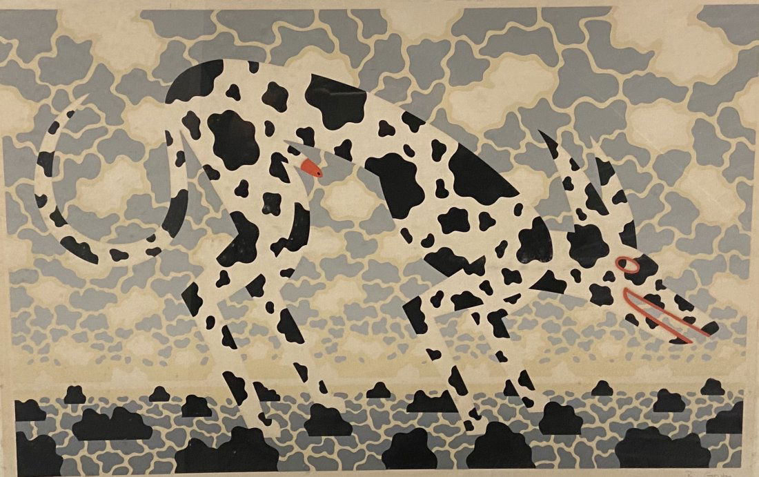 ROBERT GORDY (1933-1986, Louisiana) Serigraph: Spotted dog. Pencil signed.18 3/4 in x 29 3/4 in (image), 28 x 38 in (framed).