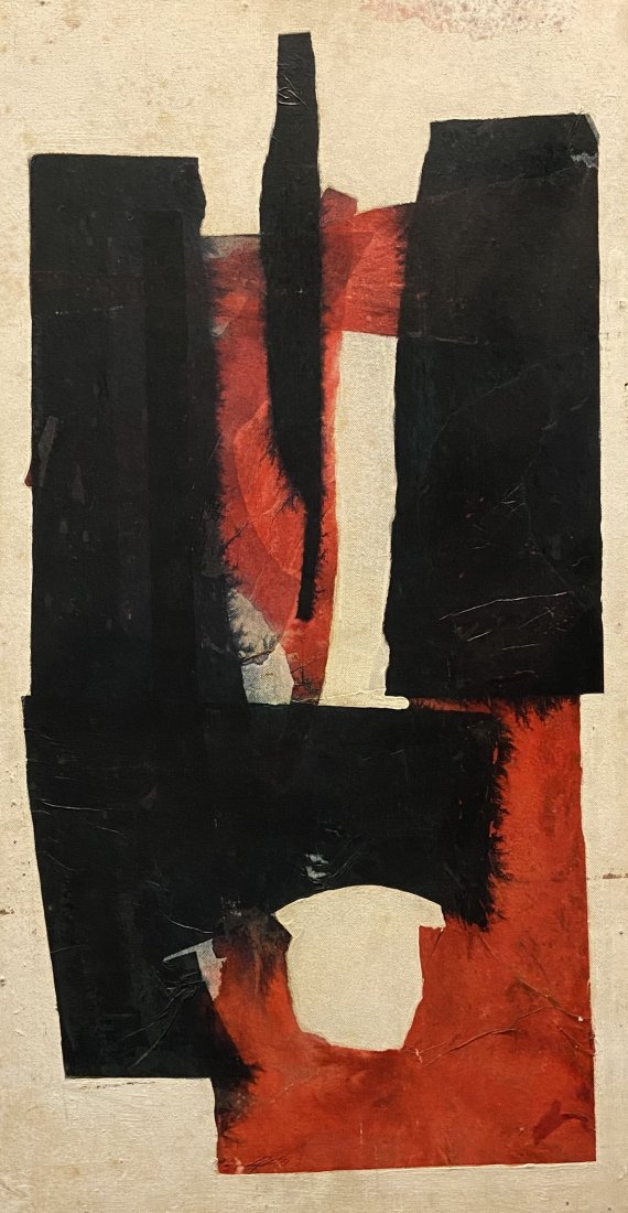 Mid-Century Modern Black & Red Abstract (1 of 3)
