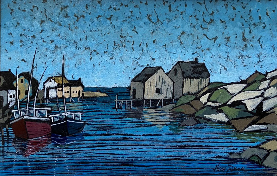 HARRY DUNN (20th c, Pennsylvania) Harbor Scene (1 of 4)