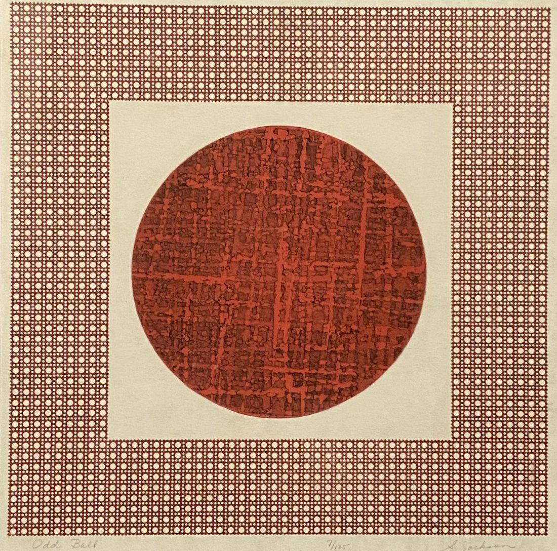 Mid-Century Modern Geometric Lithograph, Signed (1 of 4)