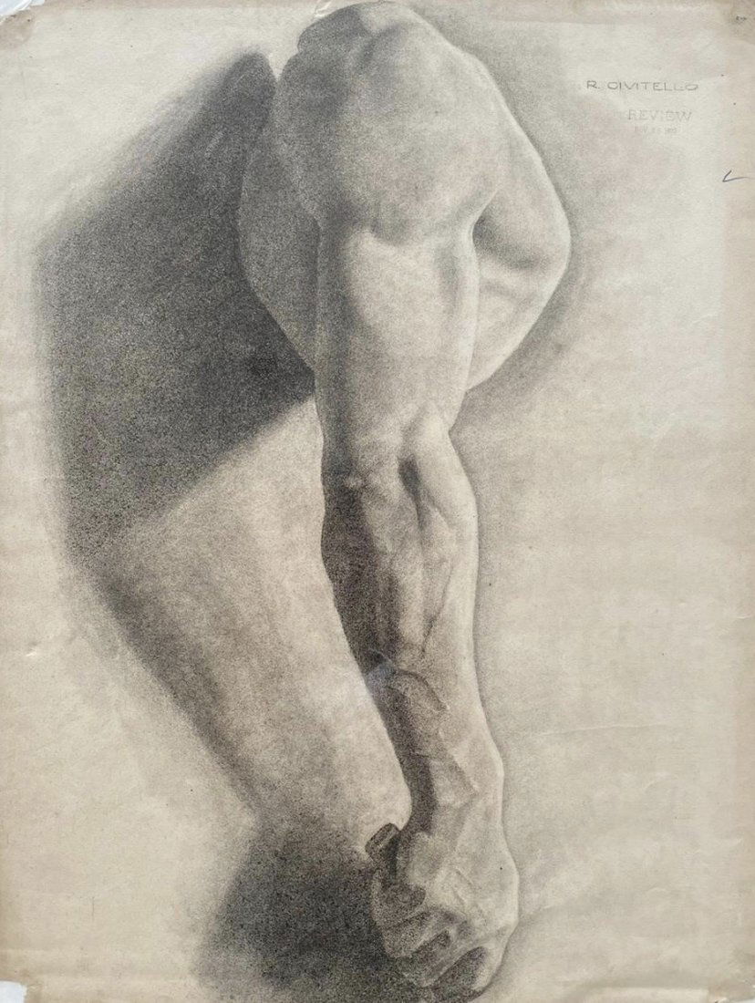 Early 20th C Graphite Study Of A Muscular Arm (1 of 3)