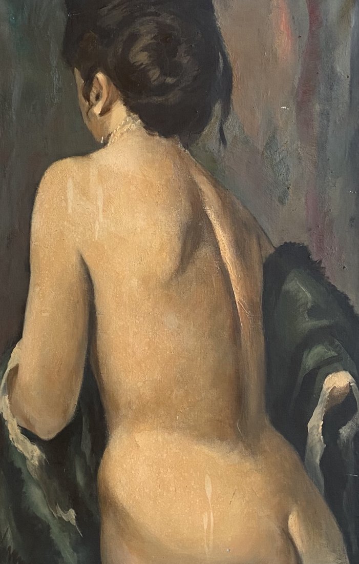 1930's American Impressionist Nude: Oil on canvas 20 x 30 in, 24 1/2 x 34 1/2 in (framed)