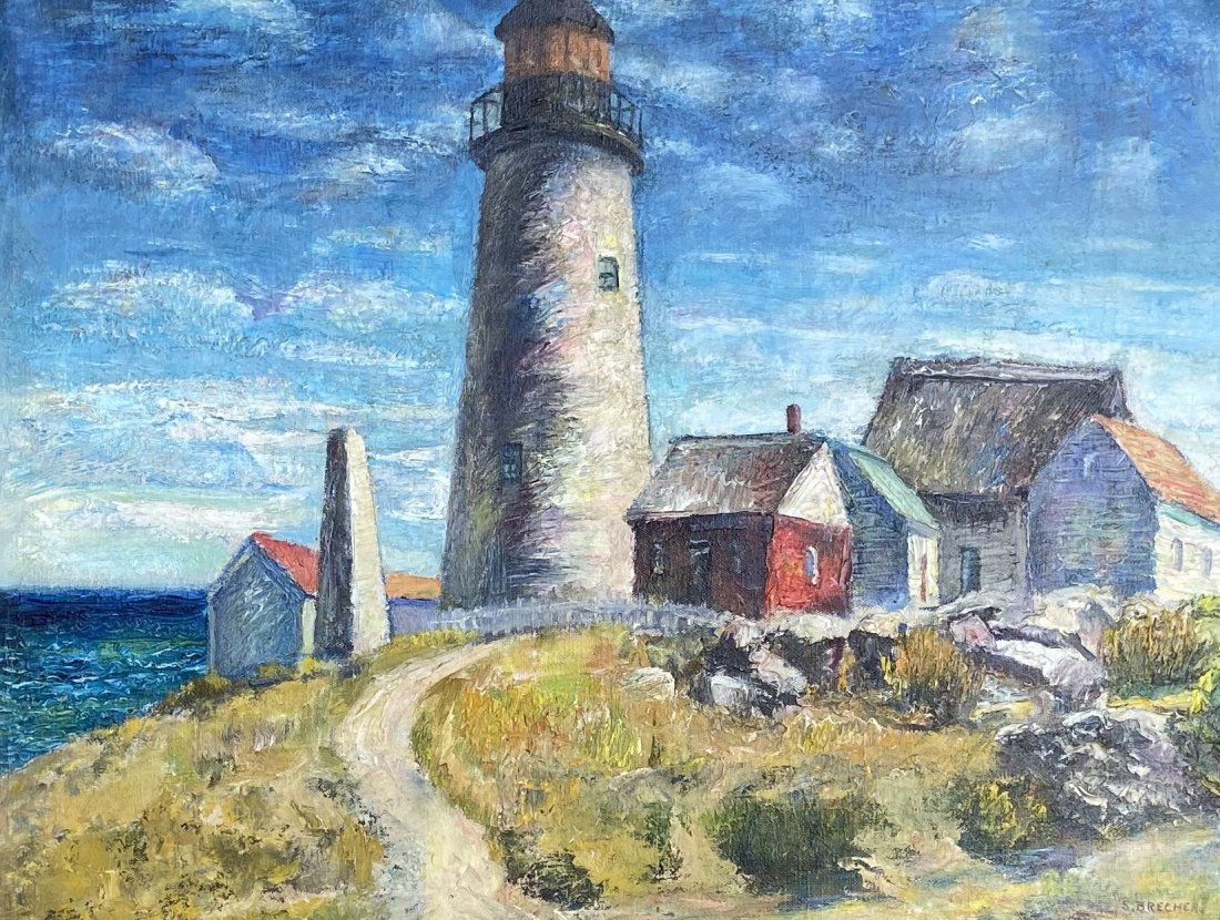 SAMUEL BRECHER (1897-1982 NY) Boothbay Lighthouse Maine (1 of 6)