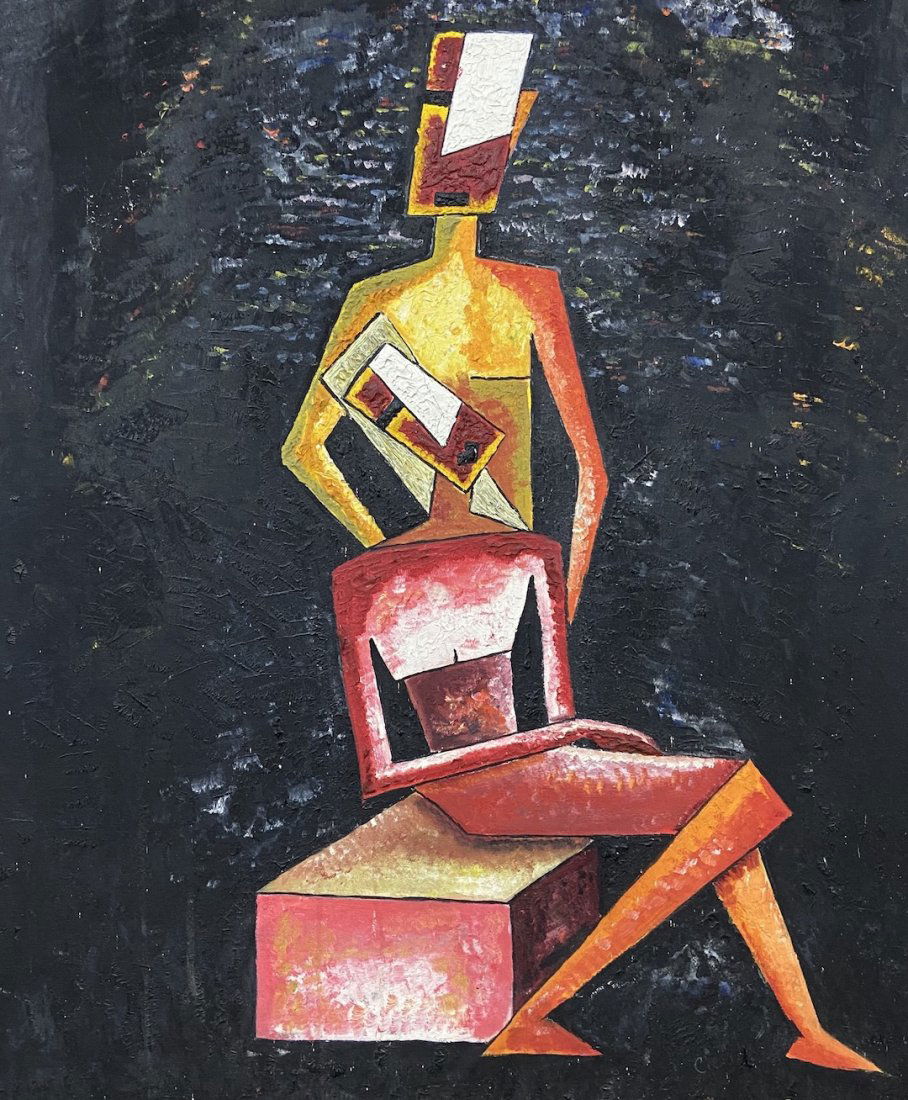 Mid-Century Modern Cubist Figures, Signed (1 of 5)